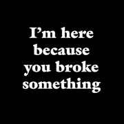 I'm here because you broke something.